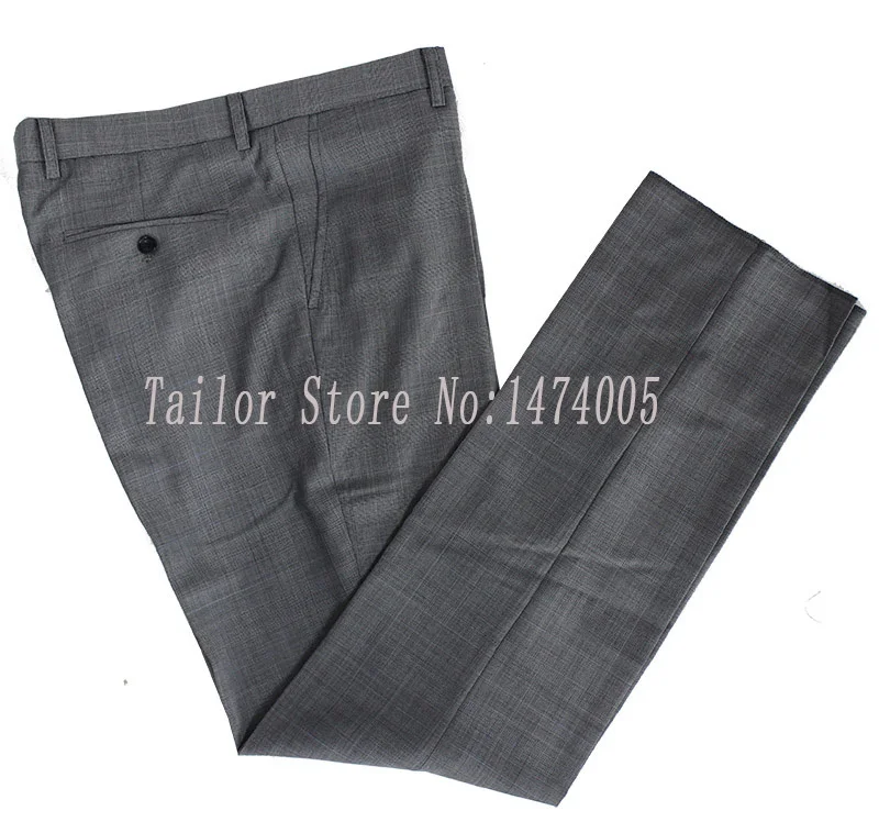 Серый камвольный шерстяной костюм сделанный на заказ Узкий покрой для свадьбы