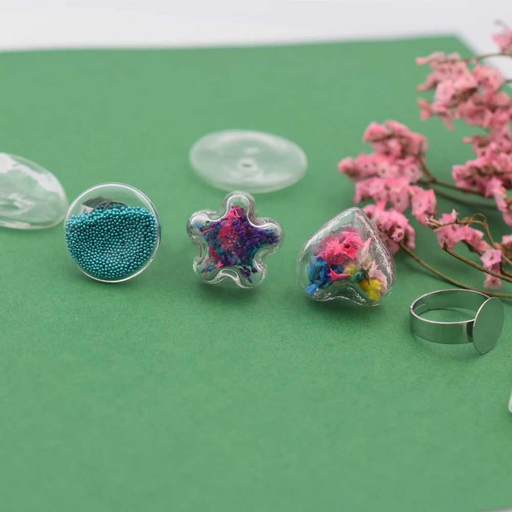 1 набор стеклянный пузырь с плоским шариком звездой сердцем и кольцом|Кольца| |