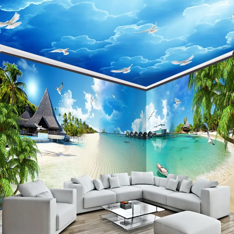 

beibehang blue sea coast beach costom wall Modern mural wallpaper 3d living room TV backdrop papel de parede 3d photo wall paper