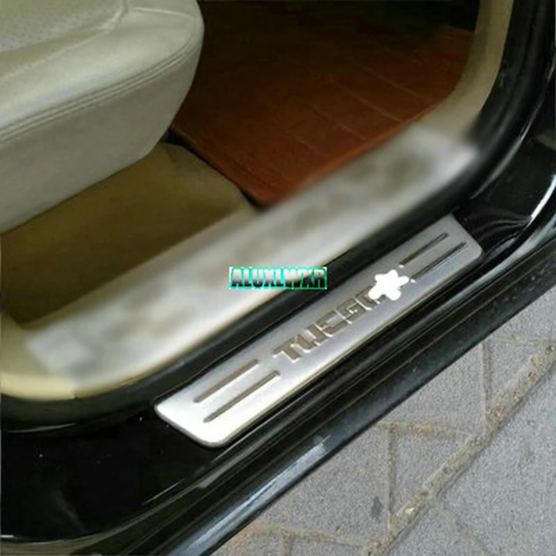 Накладка на порог из нержавеющей стали, накладка, подходит для hyundai tucson 2004 2005 2006 2007 2008 2009, автомобильные аксессуары, 4 шт