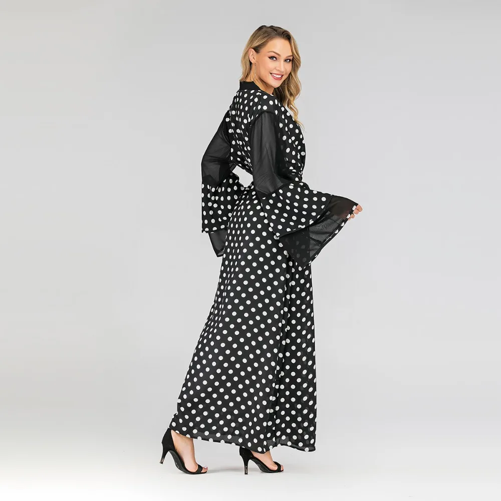 2019 кафтан в горошек Дубай Арабский мусульманский хиджаб платье Abayas для