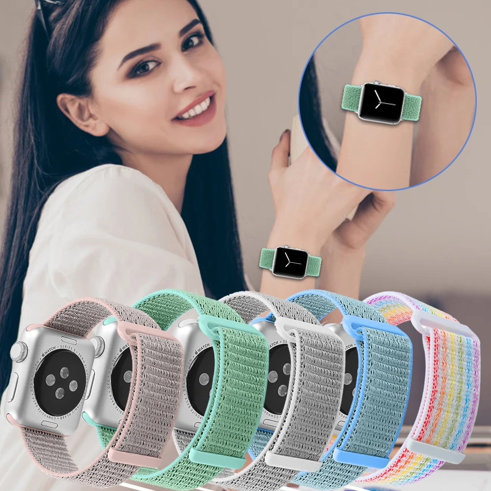 Ремешок для часов Apple Watch 42 мм 4 3 2 1 полосы iwatch 4 3 38 мм 44 мм 40 мм ремешок для часов нейлоновый спортивный ремешок