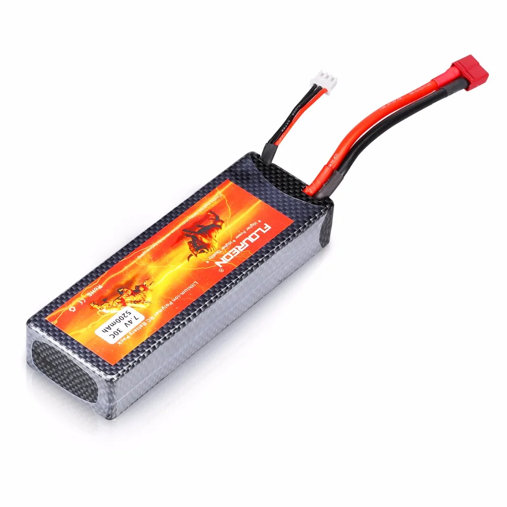 FLOUREON 2S 7,4 V 5200 мА/ч, 30C с Т-образный разъем LiPo Батарея пакет для RC Evader BX машина р/у грузовик радиоуправляемая автомодель трагги RC самолет Бла(беспилотный летательный аппарат квадролет с дистанционным управлением с видом от первого лица