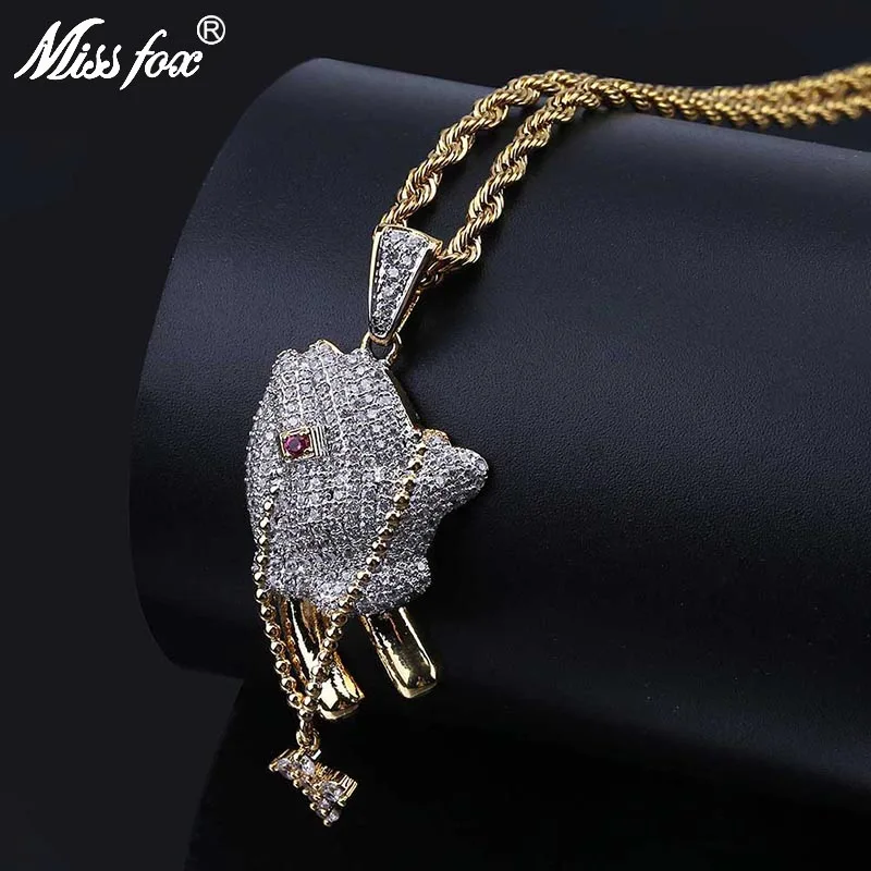 Подвески MISSFOX в стиле хип хоп крестообразные с рубинами кольцом и крестом 24 К