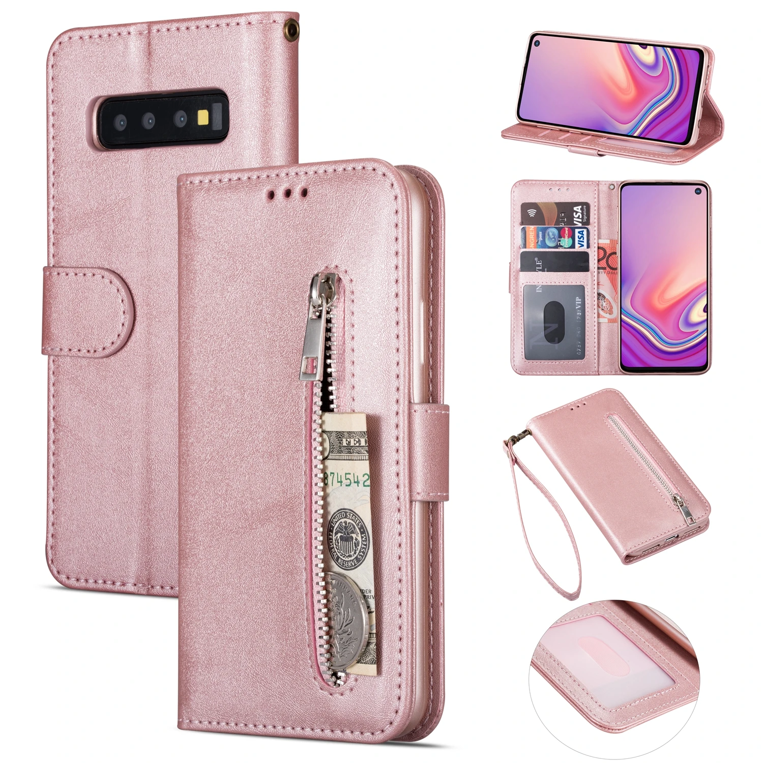 Роскошный чехол кошелек на молнии для Samsung Galaxy S6 S7 Edge S8 S9 S10 E 5G Plus Note 8 9 телефона