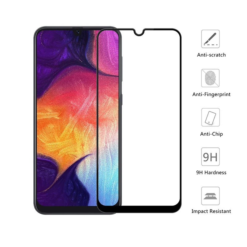 Закаленное стекло 9H для Samsung Galaxy A50 A30 A40 a 50 Защитное экрана A70 A80 A90 A20 A10 M30 M20