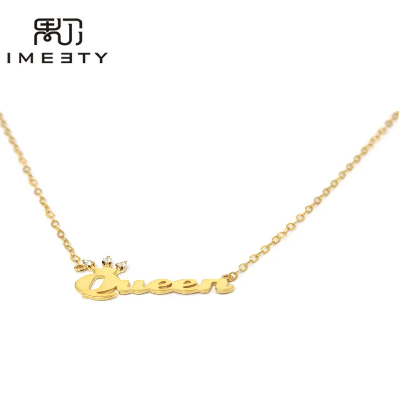 Ожерелье IMEETY с короной и именем ребенка ожерелья цирконами камнями ручной работы