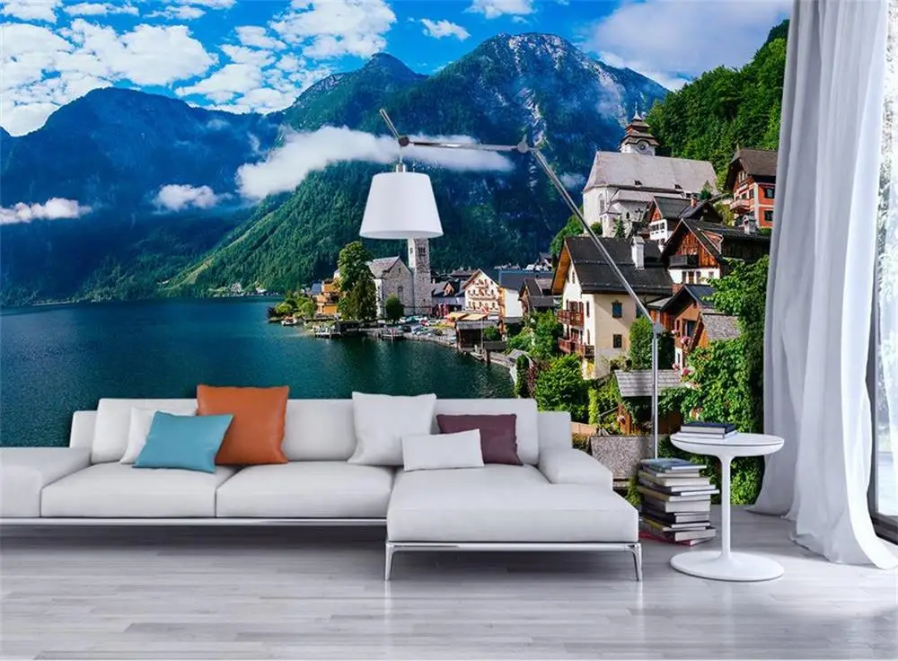 3D wallpaper/custom photo wall paper/The beautiful town in Austria/TV/sofa/Bedding/KTV/Hotel/living roomchildren/ | Обустройство дома