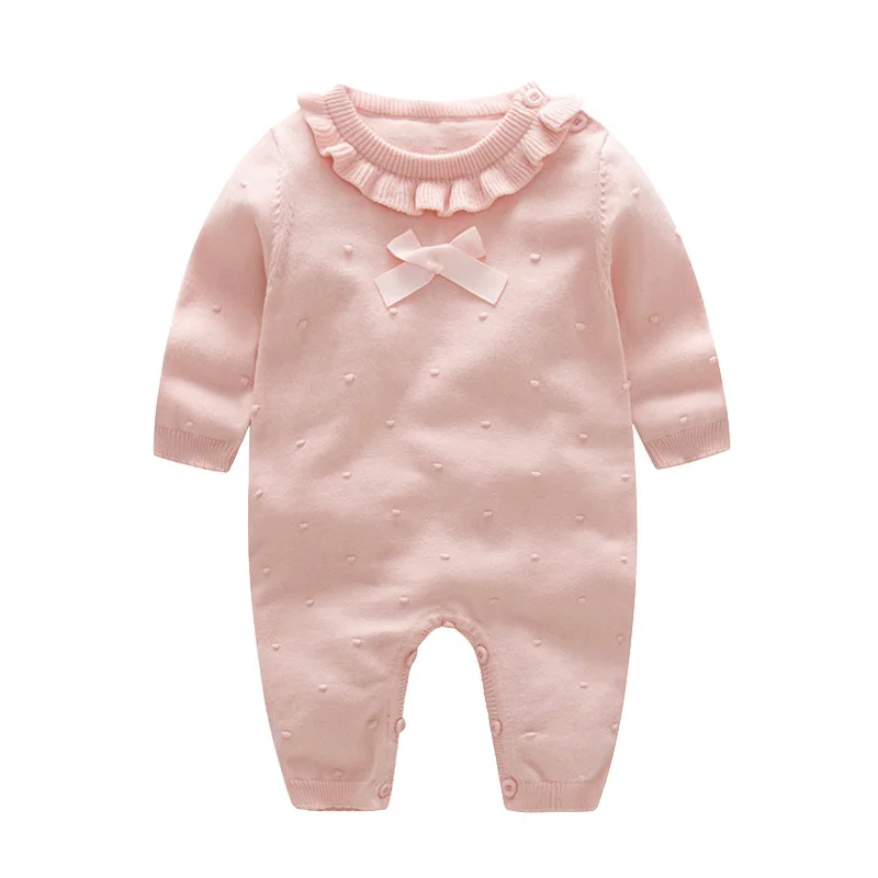 Милая одежда для маленьких девочек комбинезон вязаный хлопковый свитер