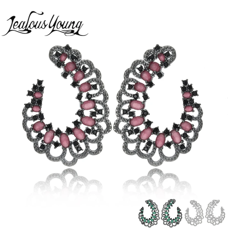 Новинка 2017 темно-красные серьги-гвоздики AAA с черным пистолетом винтажные