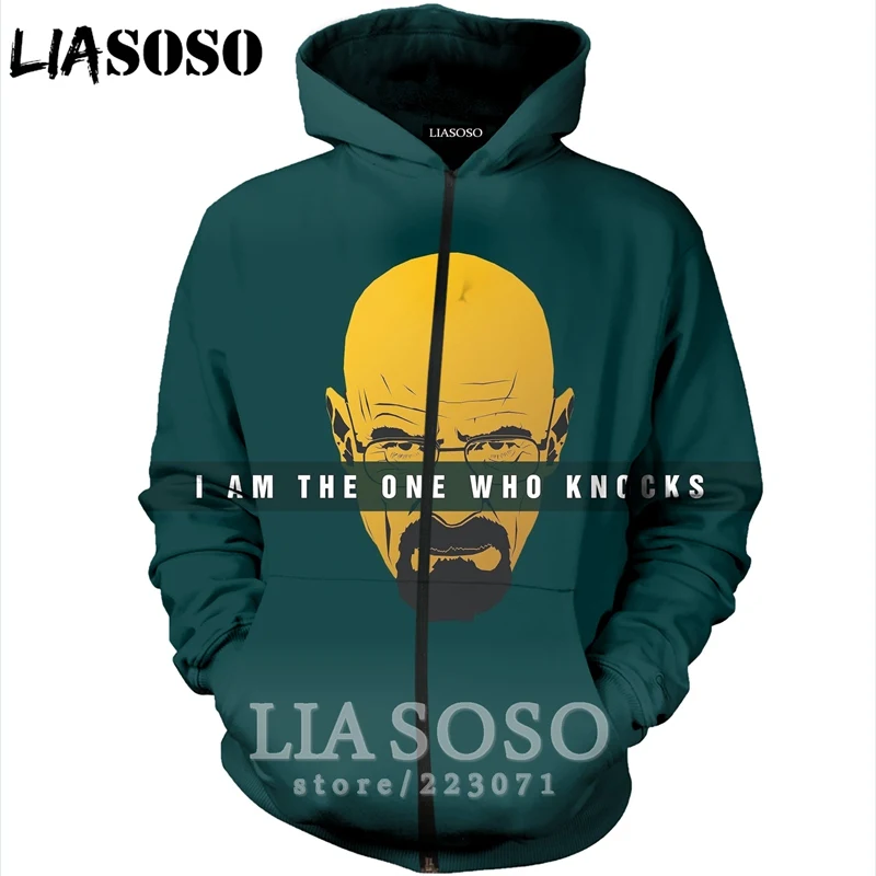 LIASOSO Новая мода для мужчин и женщин 3D принт сериал Breaking Bad Zipper толстовка унисекс