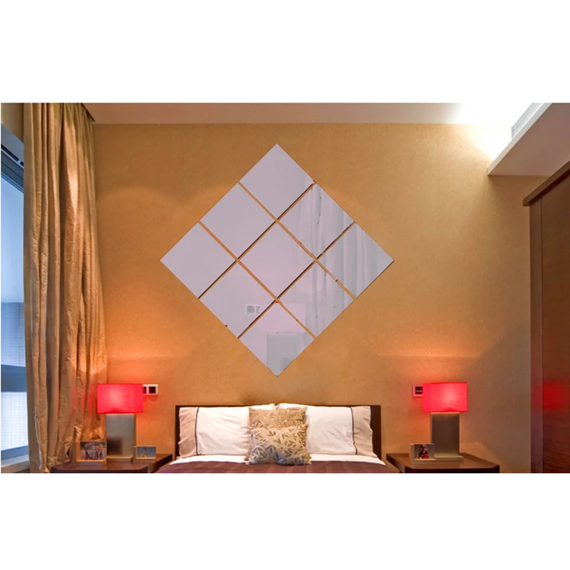 Зеркальный настенный стикер Funlife(TM) съемный домашний декор квадратный для