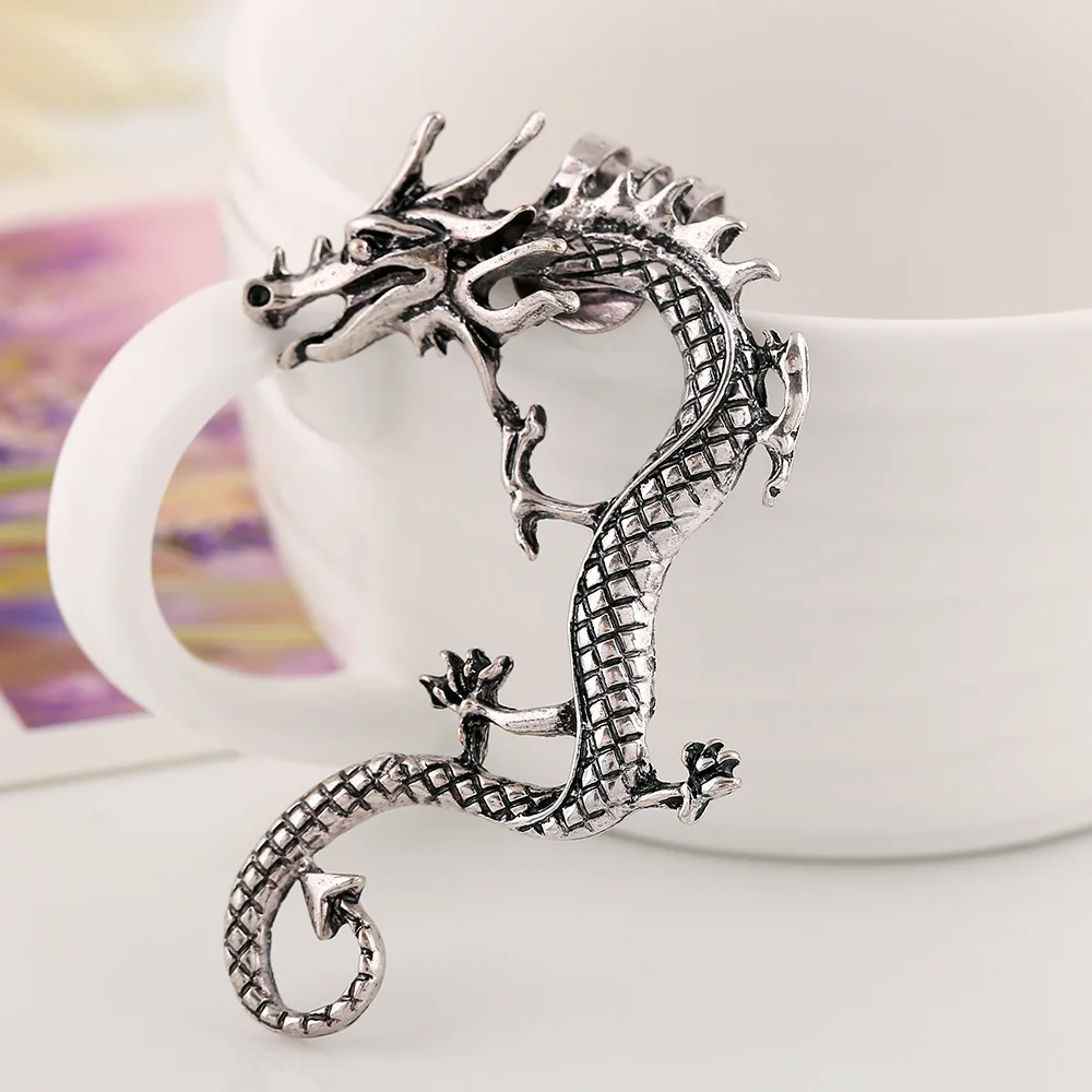 10PCS Fashion Jewelry Statement Earrings 2018 Punk Dragon Long Ear Cuff Earring Jackets For Women And Men Gifts EJ011 |