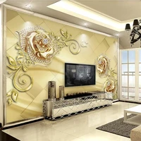 custom wallpaper 3d photo murals luxury golden flower jewelry tv background wall papers home decor papel de parede 3d wallpaper