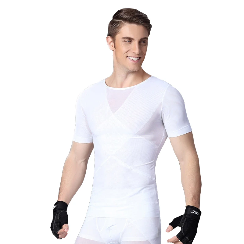 043 white Для Мужчин Body Shaper тела Homme гинекомастия Для мужчин корсет компрессионная футболка, майка с эффектом похудения для Вес потери Корректирующее белье для Для мужчин - Цвет: 043 white