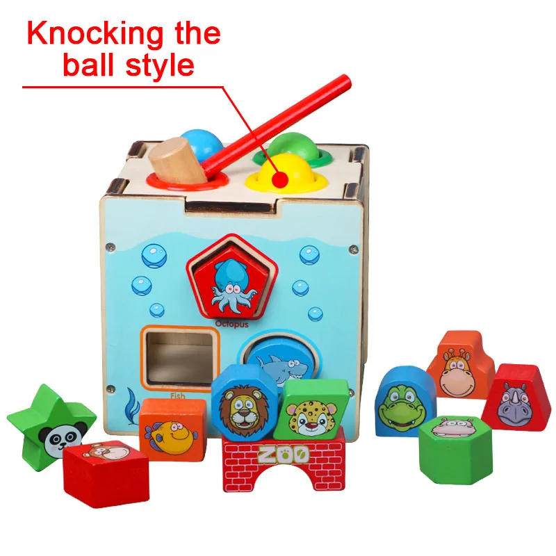 Knocking the ball Candywood новые детские игрушки многофункциональная интеллектуальная коробка Монтессори Обучающие деревянные игрушки для детей Монтессори educativo - Цвет: Knocking the ball
