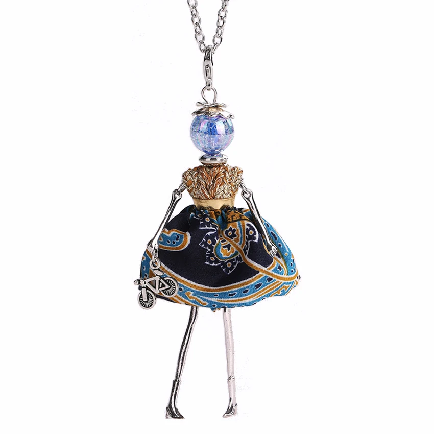 Женское платье с кулоном YLWHJJ синее длинное ожерелье ручной работы из сплава