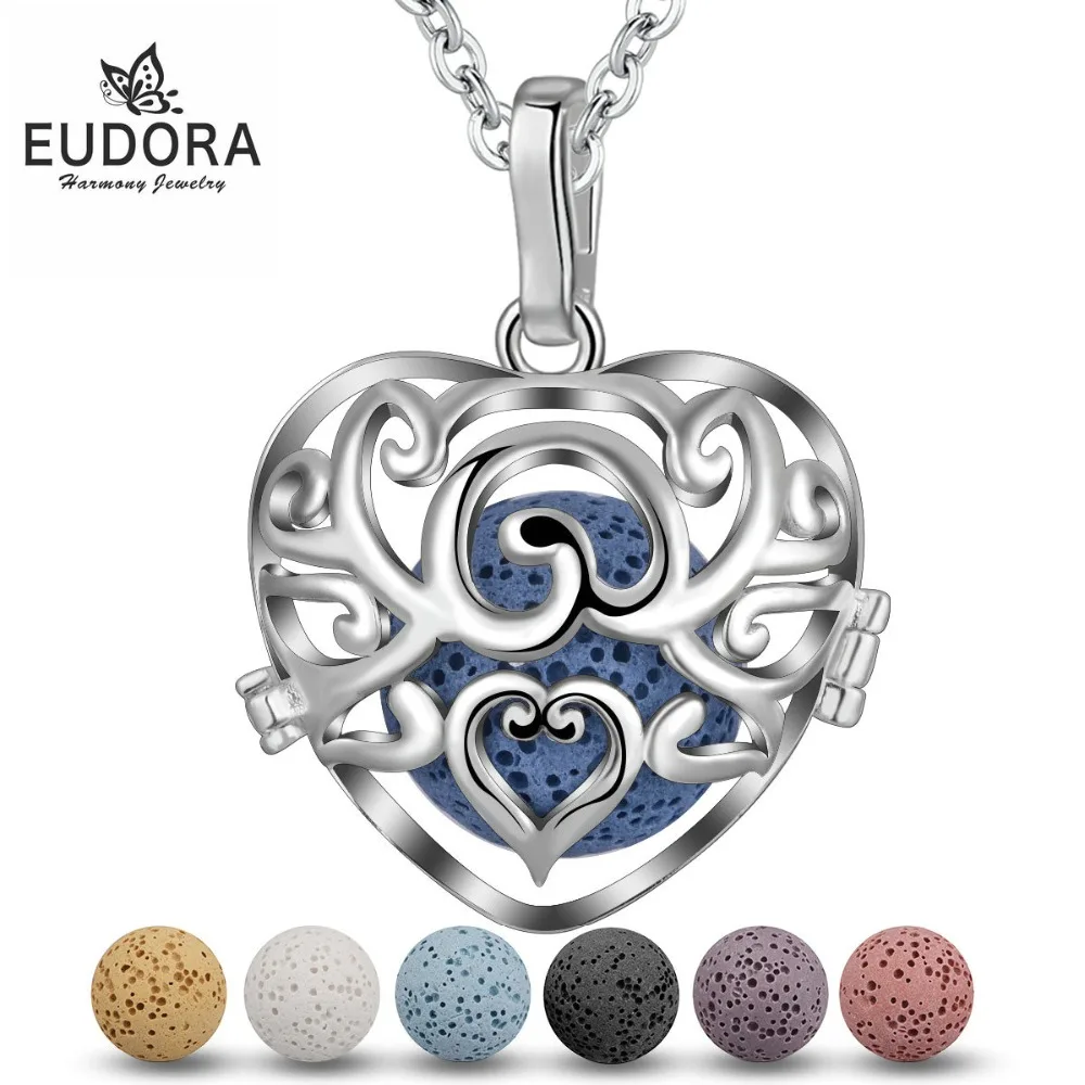 EUDORA Уникальный 18 мм Цветок лотоса клетка сердце кулон ожерелье подходит камень