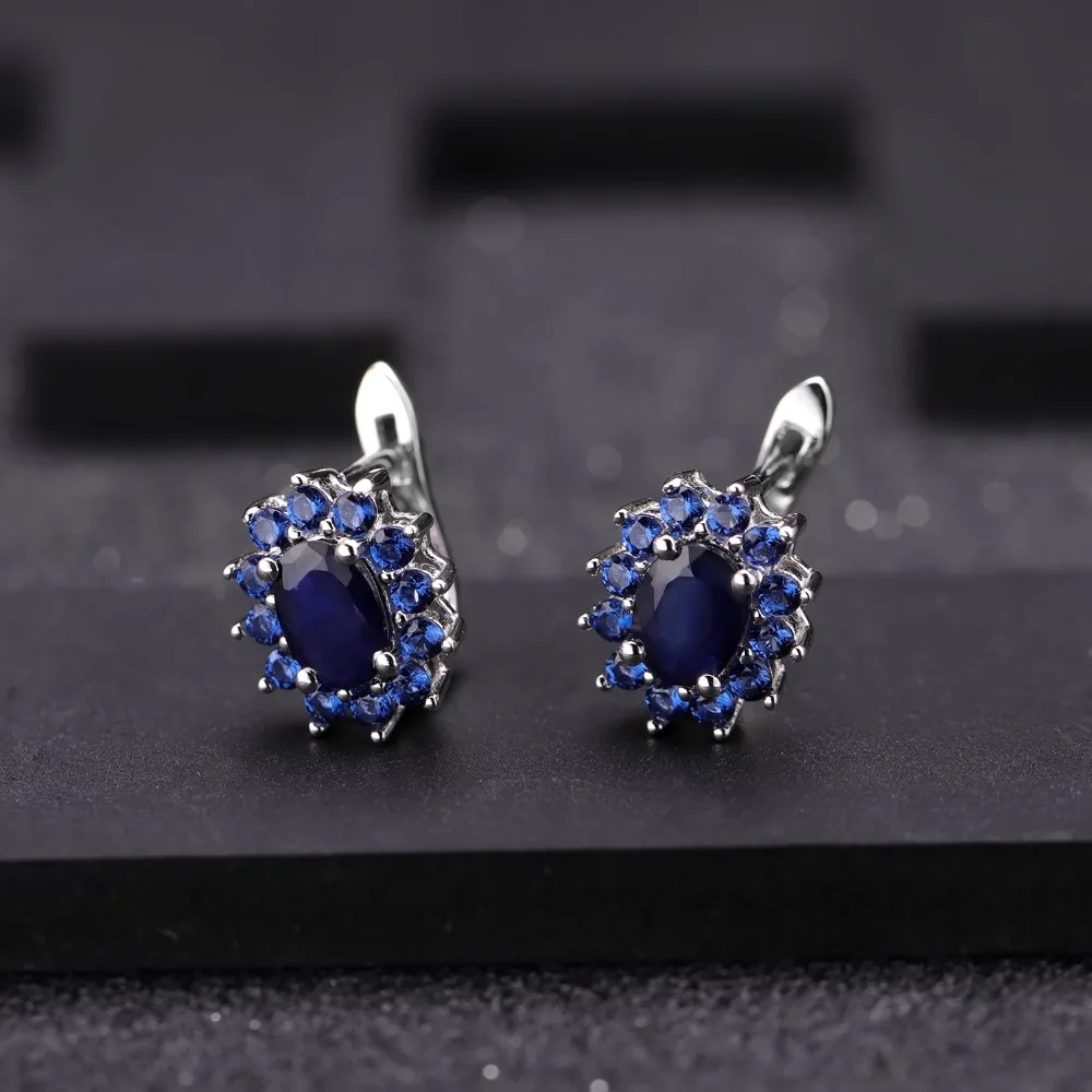 Жемчужные балетные 925 пробы, серебро 1.89Ct, натуральные серьги с голубым сапфиром, цветы, Винтажные серьги-гвоздики для женщин, хорошее ювелирное изделие