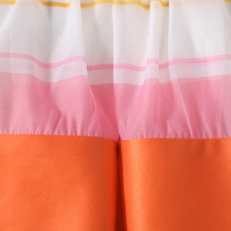 

[LIVIVIO] Streetwear Sleeveless Womens Sheer Tops and Ruffle Blouses Clothes 2019 Striped Shirt Laides Korean Summer Fashion New