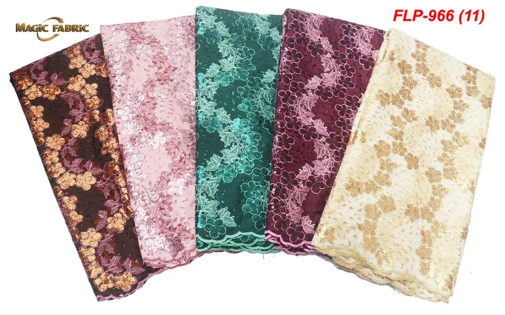 

2019 african lace fabrics designs Bridal African handwork lace fabrics Tulle Nigerian Sequin lace fabric FLP-966