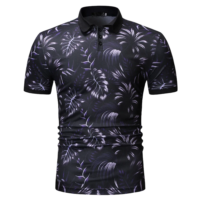 

YASUGUOJI New 2019 Summer Short Sleeve Polo Shirt Men Casual Printed Polo Shirts Mens Floral Polo Shirt Polos Para Hombre