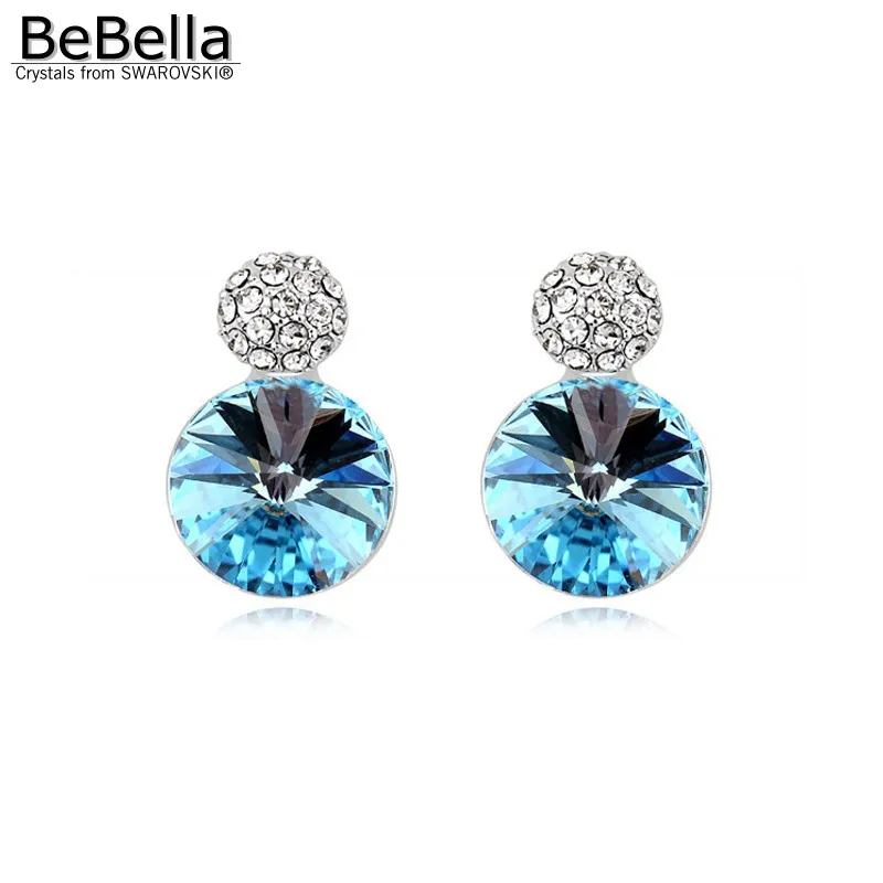BeBella круглые серьги гвоздики с кристаллами Swarovski вечерние ювелирные изделия для