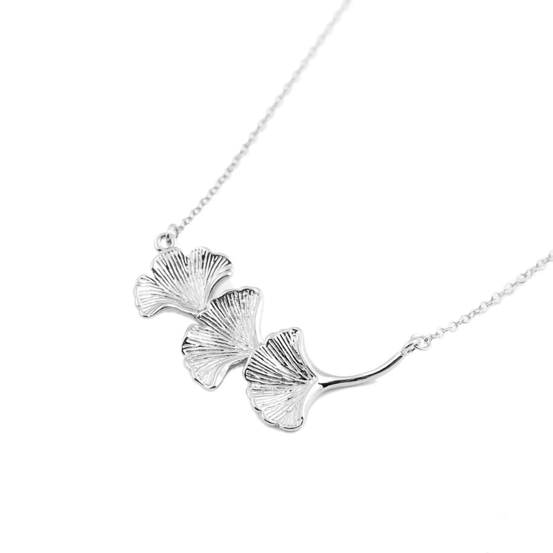 EVERFAST Ожерелье-подвеска из трех связанных желтых билоба для детей и девочек в сфере модных украшений с функцией отправки товара при заказе.