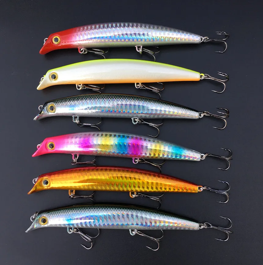 

6Piece Opesize Lure Minnow Sea Fishing Artificial Stiff Feed Hook Fighting 12 cm 16g 12cm17gLaser Lures