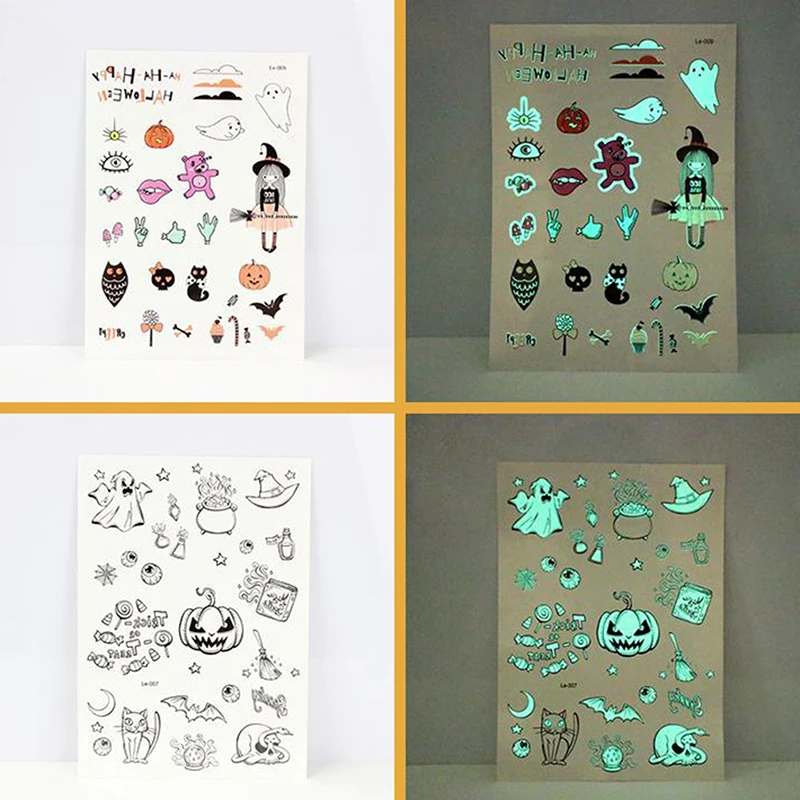 Хэллоуин светится в темноте татуировки наклейки боди арт металлик Временные