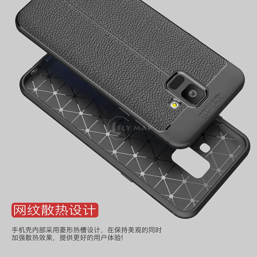 Soft Cover for Samsung Galaxy A6 2018 A600 A600FN Litchi Leather Grained Silicon Phone Case SM-A600FN SM-A600FN/DS TPU Back |