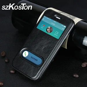 luxury flip leather phone case for iphone x 7 8 plus 6 6s plus case retro pu window view back cover case for iphone x 5 5s se free global shipping
