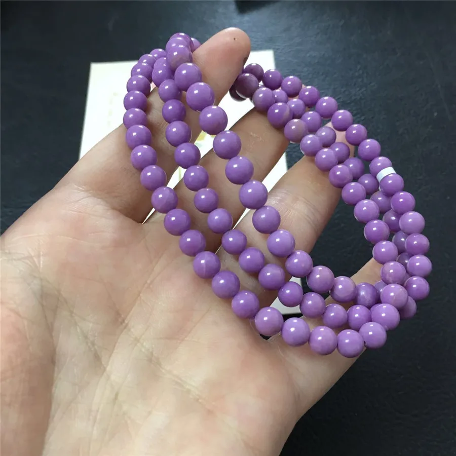 Круглый браслет из натурального фосфосидерита и фиолетового камня 2018 бисер