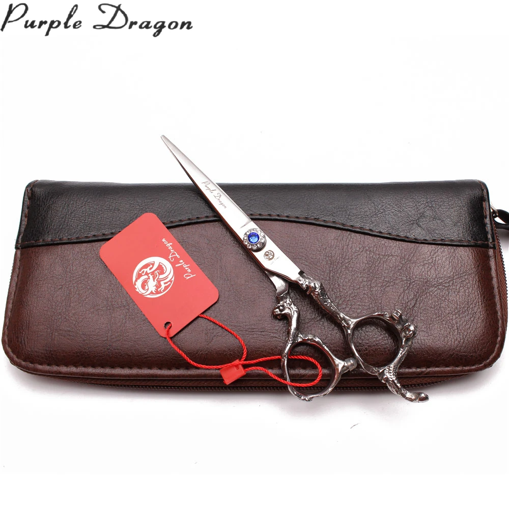 6 0 &quot440C фиолетовый дракон блестящие Парикмахерские филировочные ножницы для