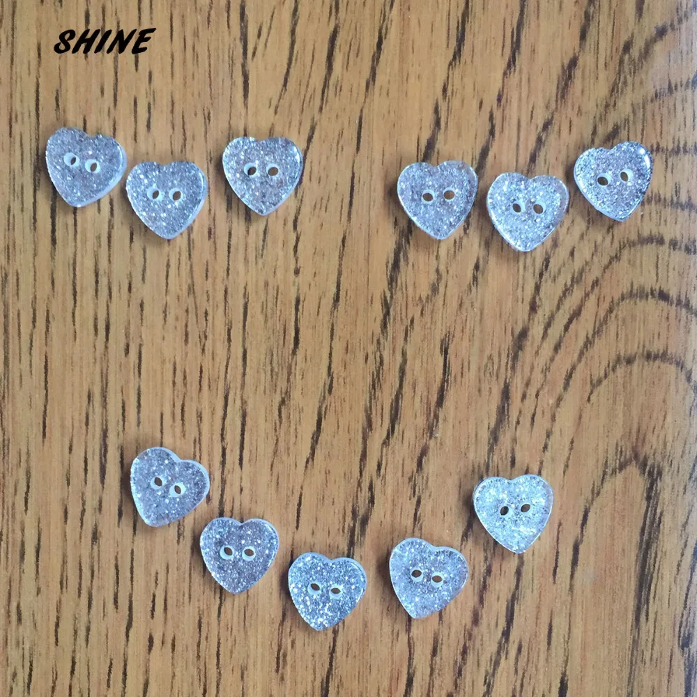 Блеск смолы для пришивания пуговиц Скрапбукинг в форме сердца серебряный