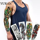 Череп с маской девушка сексуальный женский боди-арт вспышка водостойкие тату наклейки 48*17 см большая временная татуировка на всю руку рукав тату для мужчин