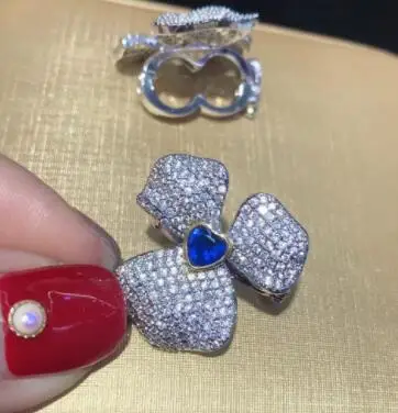 blue SHANICE цветок DIY кубического циркония браслеты жемчуг ожерелье изготовление фурнитура поставки Шарм Clousures разъем застежки аксессуары - Color: blue