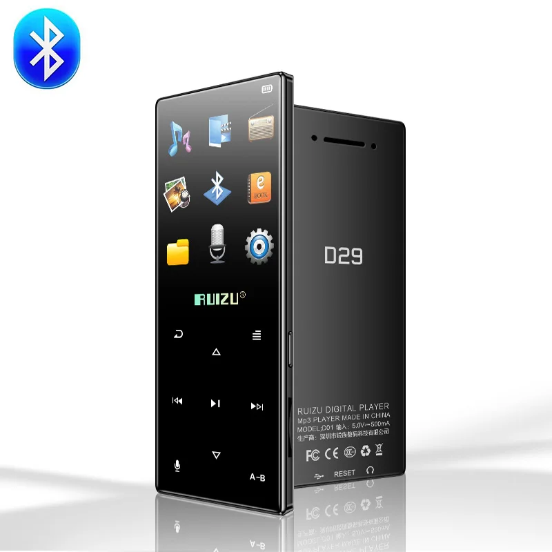 ruidu d29 Bluetooth MP3 плеер без потерь HiFi музыкальный плеер Портативный аудио 8 Гб Встроенный динамик FM радио Электронная книга часы