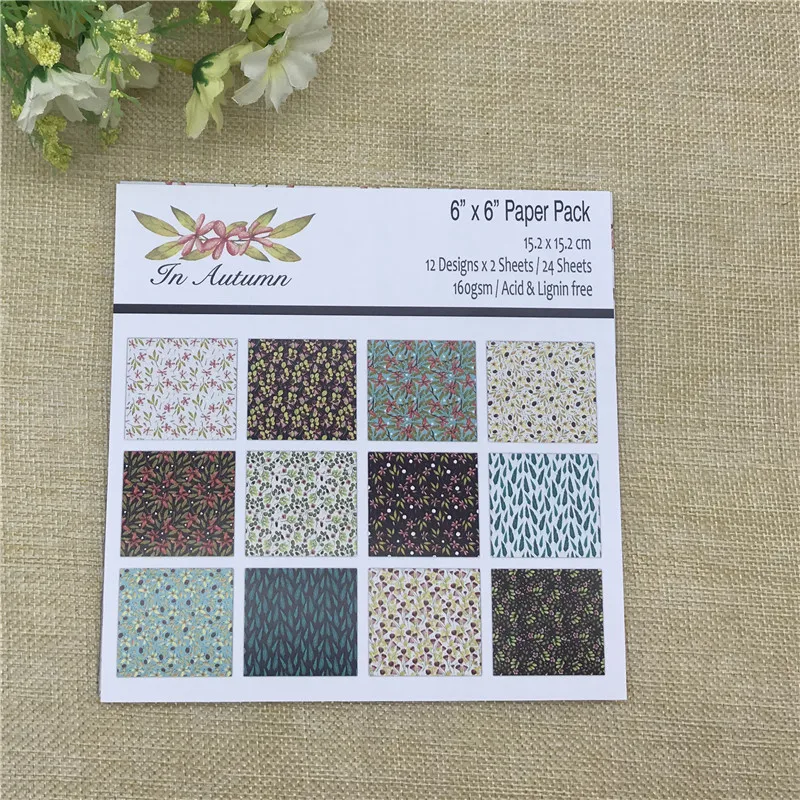 24 sheet 6&quotX6&quot Autumn flower patterned paper Scrapbooking pack handmade craft Background pad |