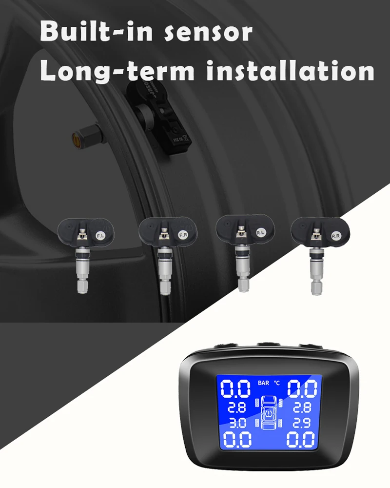 SMARTECH USB 2,0 TPMS с автомобильным зарядным устройством, универсальный прикуриватель, цифровой ЖК-дисплей, автоматическая система охранной сигнализации, давление в шинах