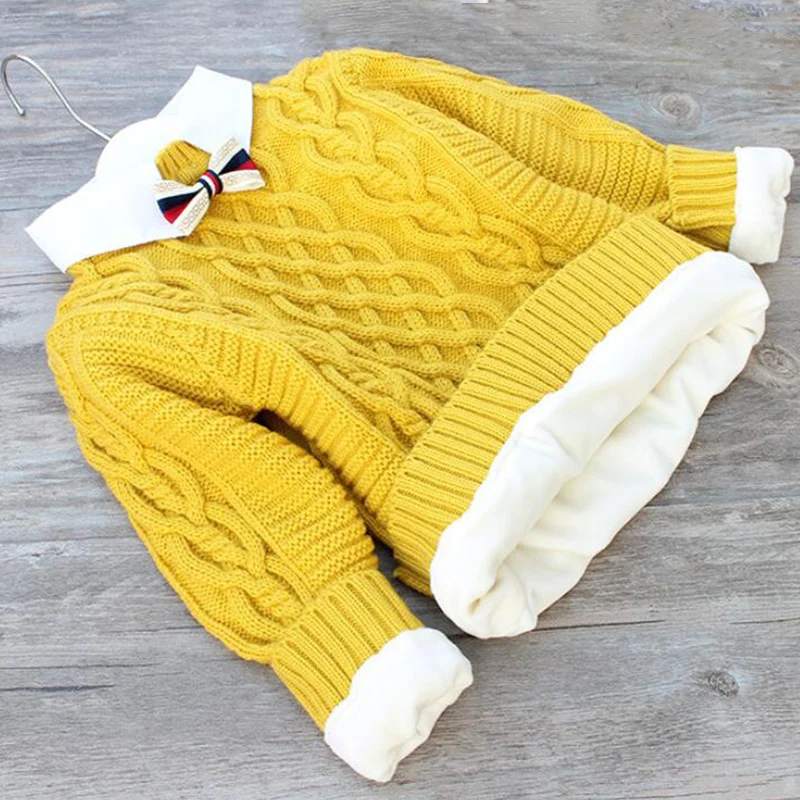 

Wool sweater baby toddler boy knit pull over winter top children knitwear clothes thick sweater unisex knitted shirt collar kid
