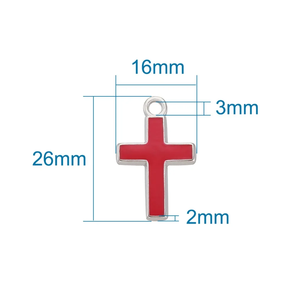 

Alloy Enamel Cross Beads Pendants Findings for DIY Jewelry Making Bracelet Necklace Lead Free & Cadmium Free 26x16x2mm,Hole: 3mm