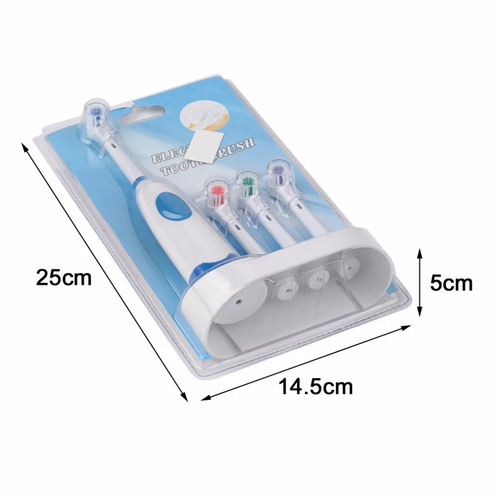 Portable Battery Operated Electric Toothbrush Set 1 Adult Toothbrush+3 Brush Heads Ultrasonic Sonic Rotary | Бытовая техника