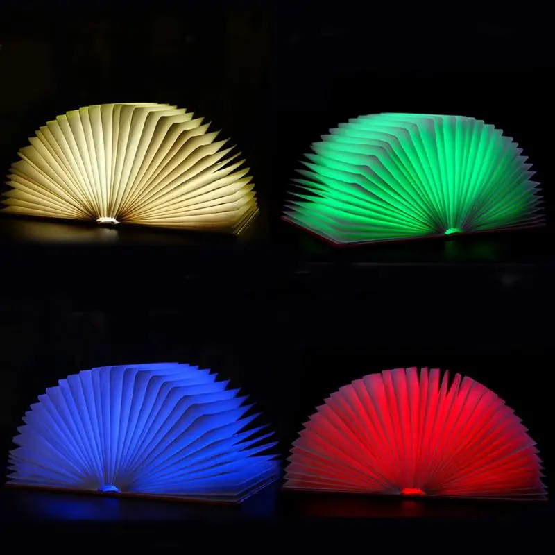 Творческий Продажи Четыре Цвет Страничная Книга Лампа Ночник USB Зарядка LED