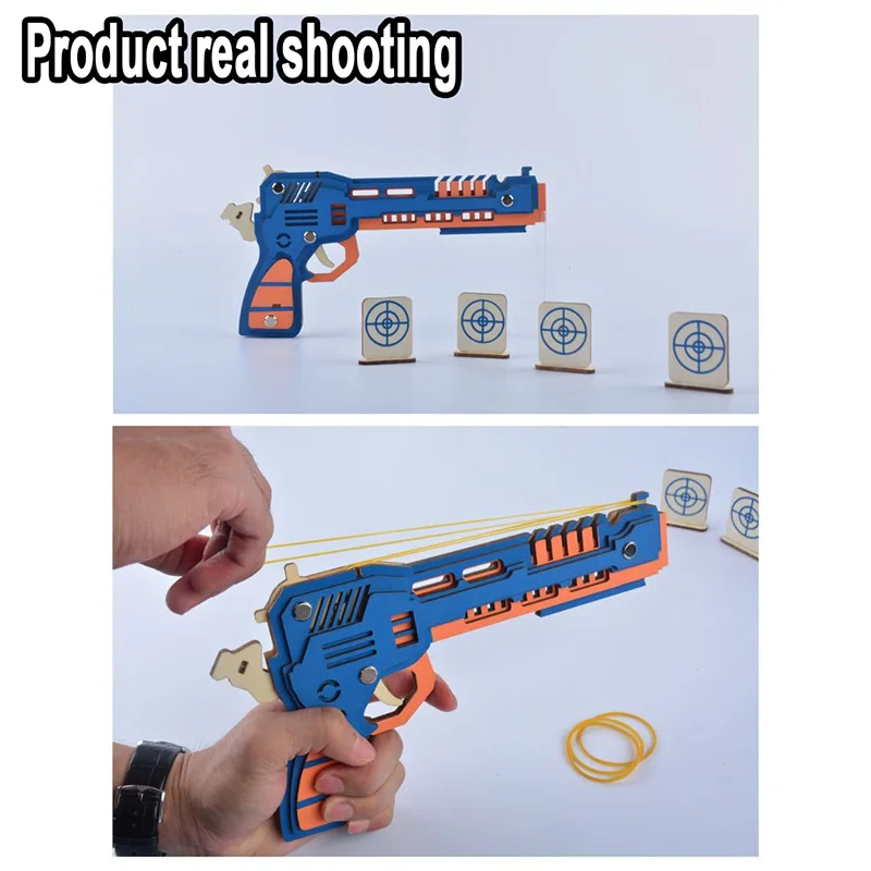 DIY Laser Cutting 3D Tech pistol model Wooden Puzzle Learning Educational Toy Game Assembly Toys for Children Jigsaw Kids | Игрушки и