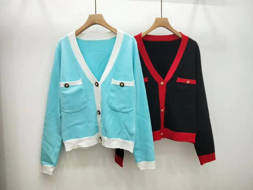 Женский Повседневный вязаный свитер WALLA ERA черный и красный с рисунком Осень зима