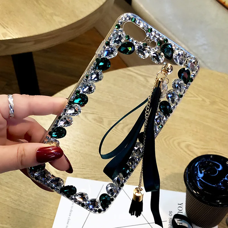 Стразы Funda для Oneplus 7 pro 7 6 6T 5 5T 7Tpro чехол 3D прозрачное стекло камень лента кисточка ручной работы Telefon Kilifi чехол для телефона