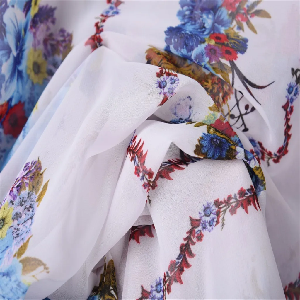

Beach Dress Women 2020 Summer Bohemia Print Beach Swimsuit Bikini Cover Up Cardigan Chiffon Long Blouse Tunics Pareos Biquinis