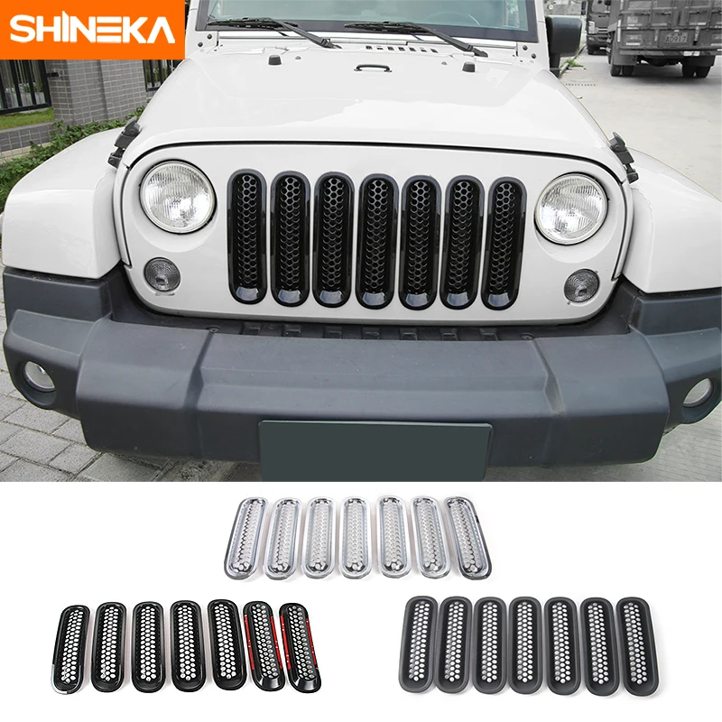 7 шт. наклеек SHINEKA передняя решетка радиатора для Jeep Wrangler JK 2007 2017 гоночные кольца