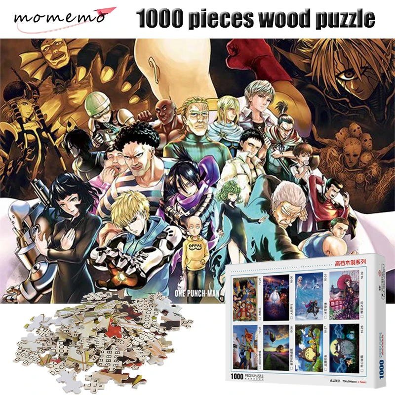 MOMEMO One-Punch Man 1000 деталей головоломка мультфильм аниме деревянные пазлы 1000 деталей головоломка для взрослых развлечение Сборка игрушки